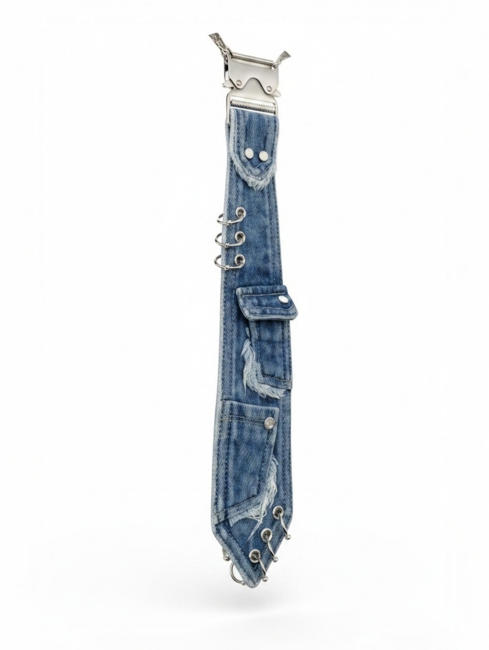 Denim Distressed Tie Necklace ▪︎ Lt Blue ▪︎ Her Tie ▪︎ OSFA - Picture 3 of 10